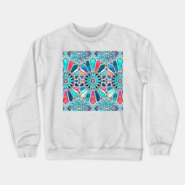 Iridescent Watercolor Brights on White Crewneck Sweatshirt by micklyn